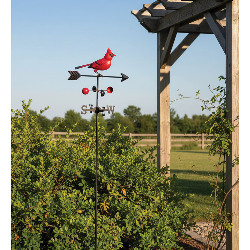 Piquet de jardin en métal avec motif animal et girouette décorative, Cardinal
