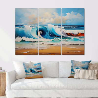 «Vibrant Beach Waves 2» - art mural vagues côtières