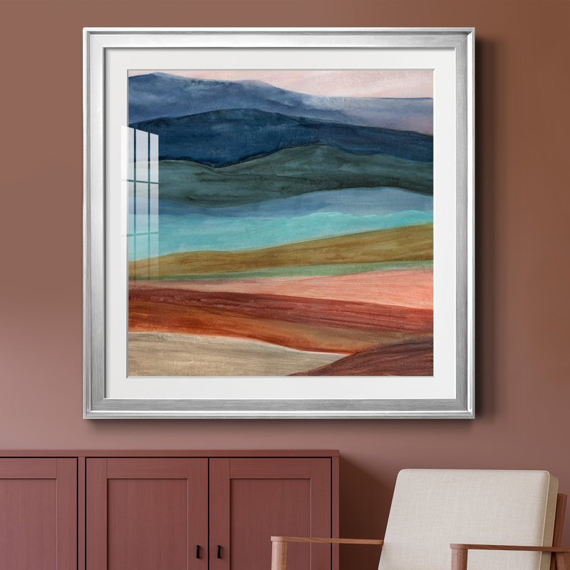 Couches du désert - Tableau encadré en verre, grand format, idéal pour le salon, H 30,5 po x l 30,5 po x P 1,5 po