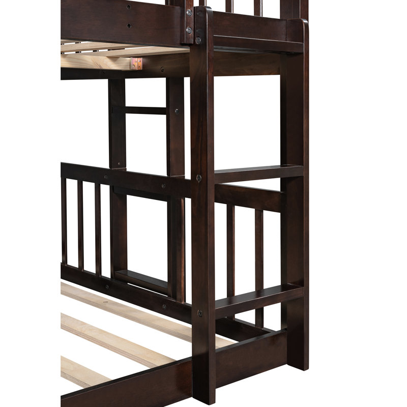 - Lit superposé double, lit triple pratique et élégant en bois, construction en pin, économise de l'espace dans la chambre