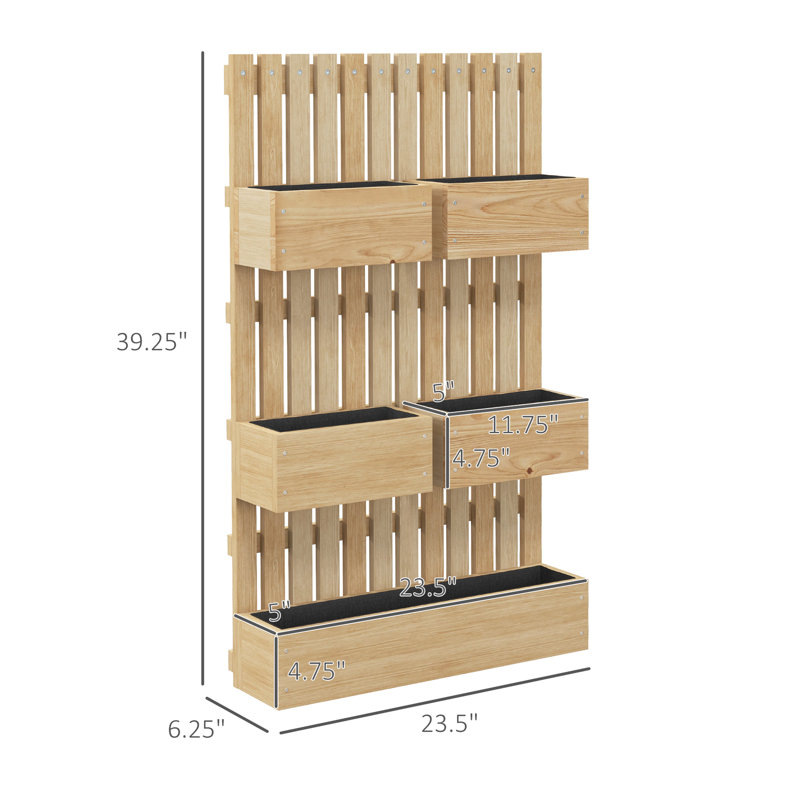 Lit de jardin surélevé avec treillis pour légumes grimpants - bois naturel, auto-vidange, pot à fleurs personnalisable 5 boîtes, réglable, bon système de drainage