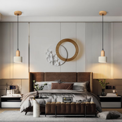 Modern Cement Pendant Lights Grey Chandelier Wooden Ceiling Lamps for Kitchen Island Bedroom Dining Room Living Room bar