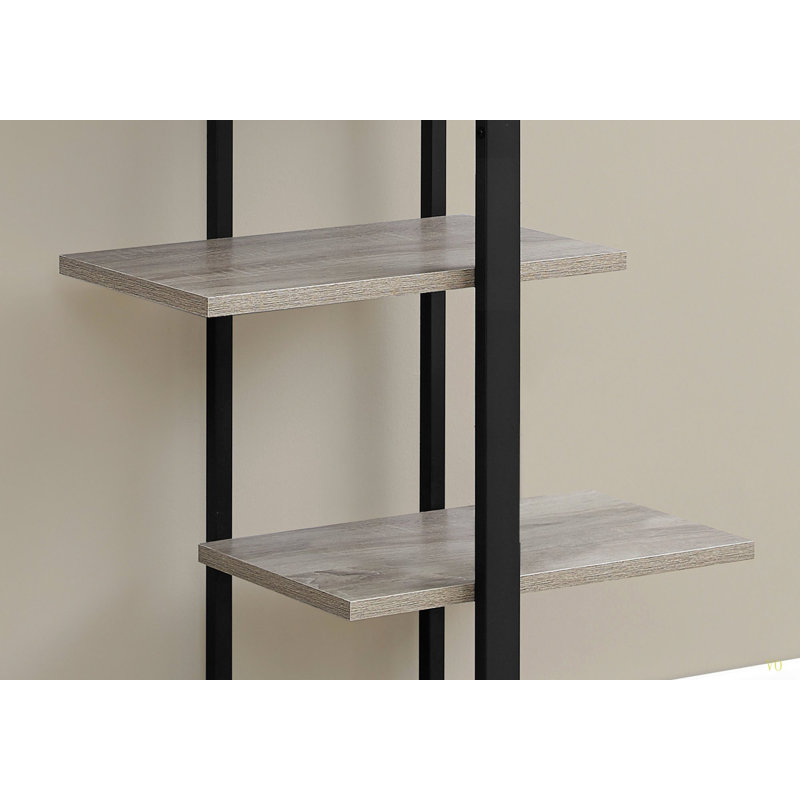Bibliothèque, bibliothèque, étagère, 5 niveaux, H 60 po, bureau, métal stratifié, contemporain, moderne, Gris / Noir