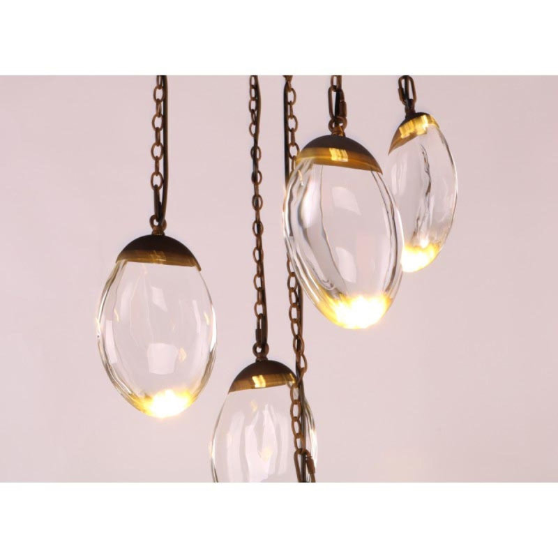 Lustre suspendu avec chaîne en métal léger, Nickel brossé, Fumée, H 94 po x l 42 po x P 2 po