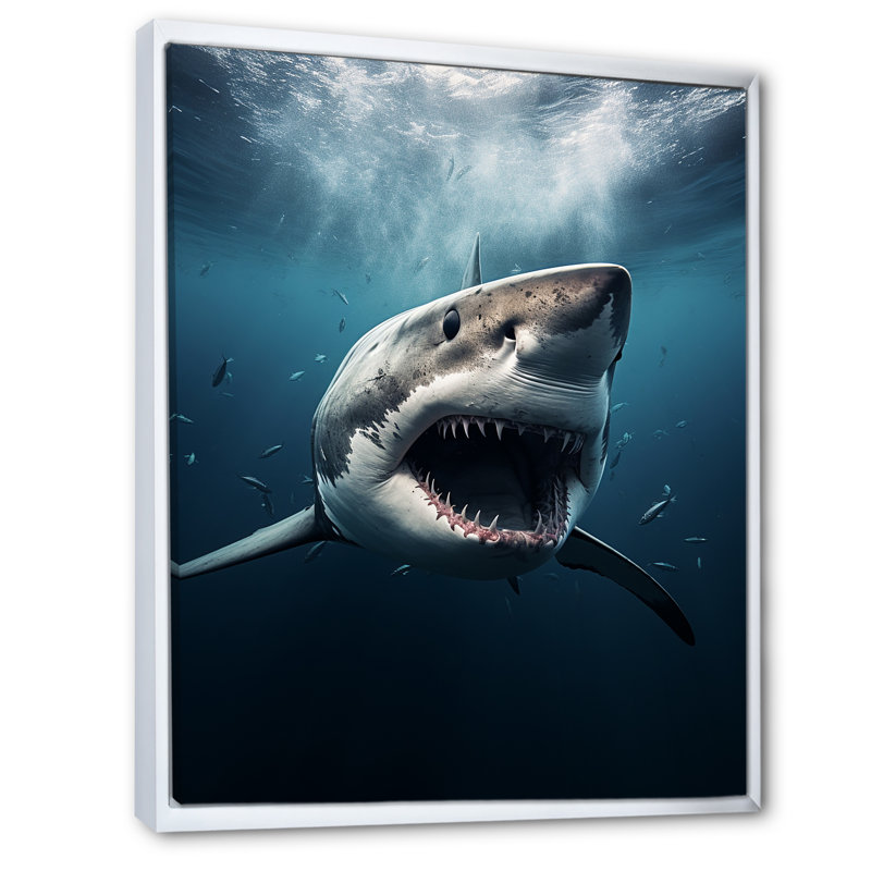 " Blue Shark Apex Predator Photo ", White Floater Framed, 40" H x 30" W x 1.5" D