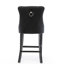 Velours tendance avec design, fabrication en bois, accents, haut dossier, de 2 chaises de bar rembourrées modernes noires, bouton, coussin en mousse d'élasticité en bois massif, 2