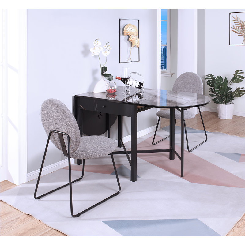 3-Piece Dining Set With PU Upholstered Chairs And Metal Legs