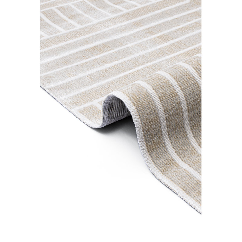 Tapis géométrique rectangulaire en polyester tissé à la machine Kemorah, Rectangle 5 pi 3 po x 7 pi 7 po