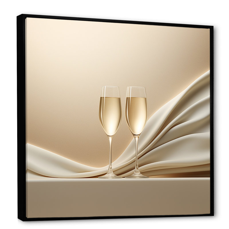 Champagne Toast Of Tranquility - Champagne, art mural encadré, H 24 po x l 24 po, Cadre flottant noir
