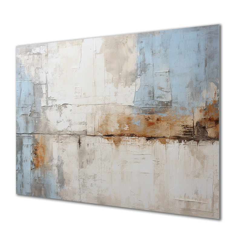 Grey And Blue Tachisme Drift - Tachisme Metal Wall Art MT136221, 12" H x 20" W x 1" D