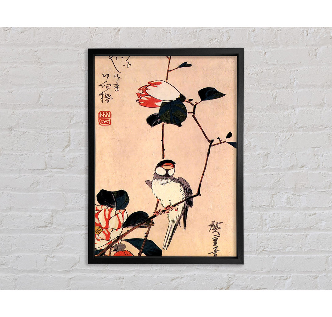 Java-Spatz auf einem Magnolienzweig von Hiroshige - Einzelbildrahmen Kunstdrucke auf Leinwand