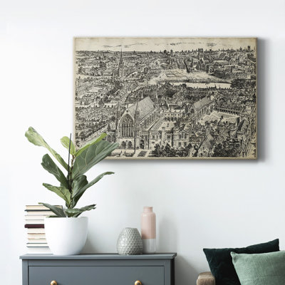 «Bird's Eye View of London - Ely Place», reproduction d'art sur toile tendue