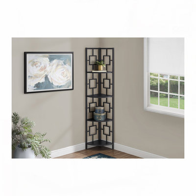 Bookshelf, Bookcase, Etagere, Corner, 4 Tier, 62"H, Office, Bedroom, Metal, Laminate by Red Barrel Studio
