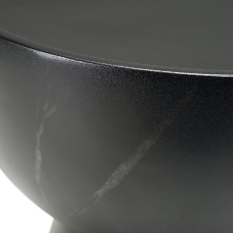Table de bout ronde en faux marbre et noir moderne Haiven