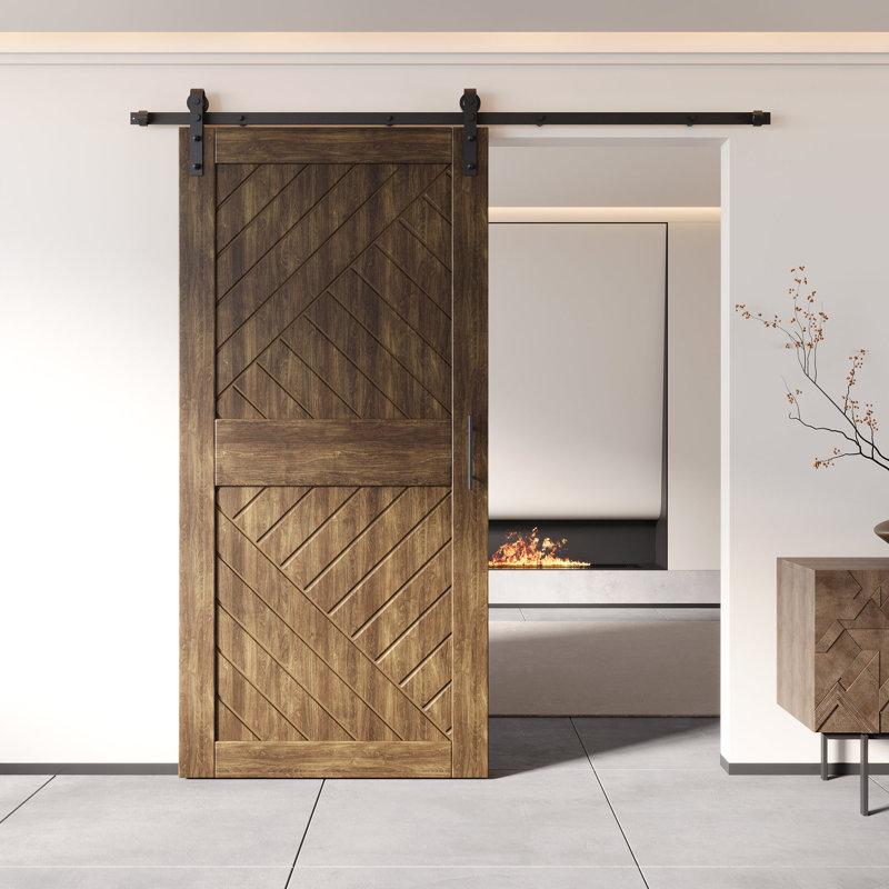 Porte de grange à motif géométrique non assemblée et fini en noyer foncé 50 po x 84 po Homacer de Homacer, 50 po x 84 po
