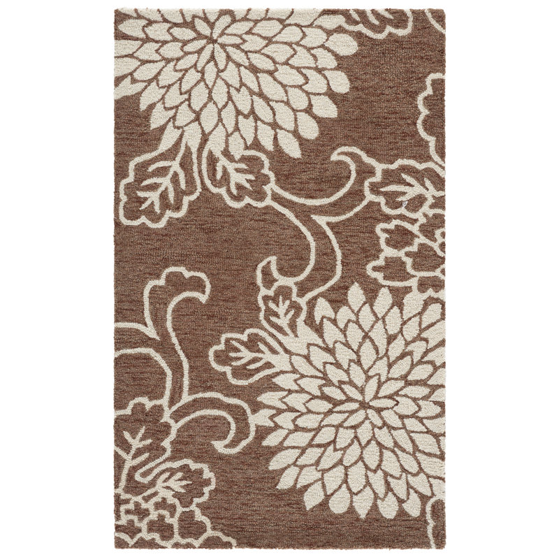 Dekanye Hand Tufted Wool Floral Rug, Rectangle 3' x 5'