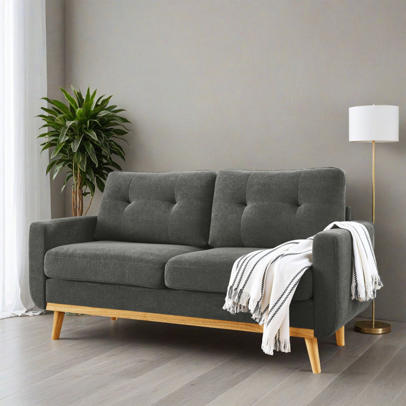 Canapé capitonné 67,72 po Mid-Century, Gris