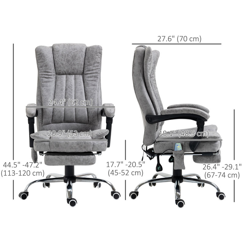 Fauteuil inclinable en simili-cuir à 6 points de massage avec repose-pieds rétractable, Mélange de polyester gris