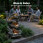 Fontaine d'extérieur en bois flottant naturel avec lumières DEL et pompe certifiée ETL - Cascade de jardin à plusieurs niveaux