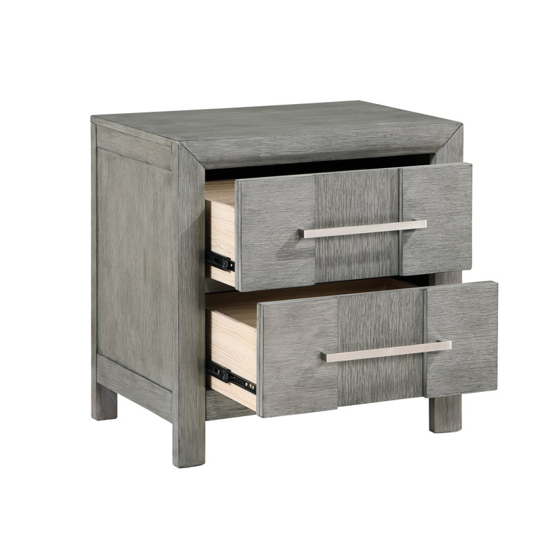 Table de chevet 2 en gris avec fabrication en bois pour la chambre à coucher