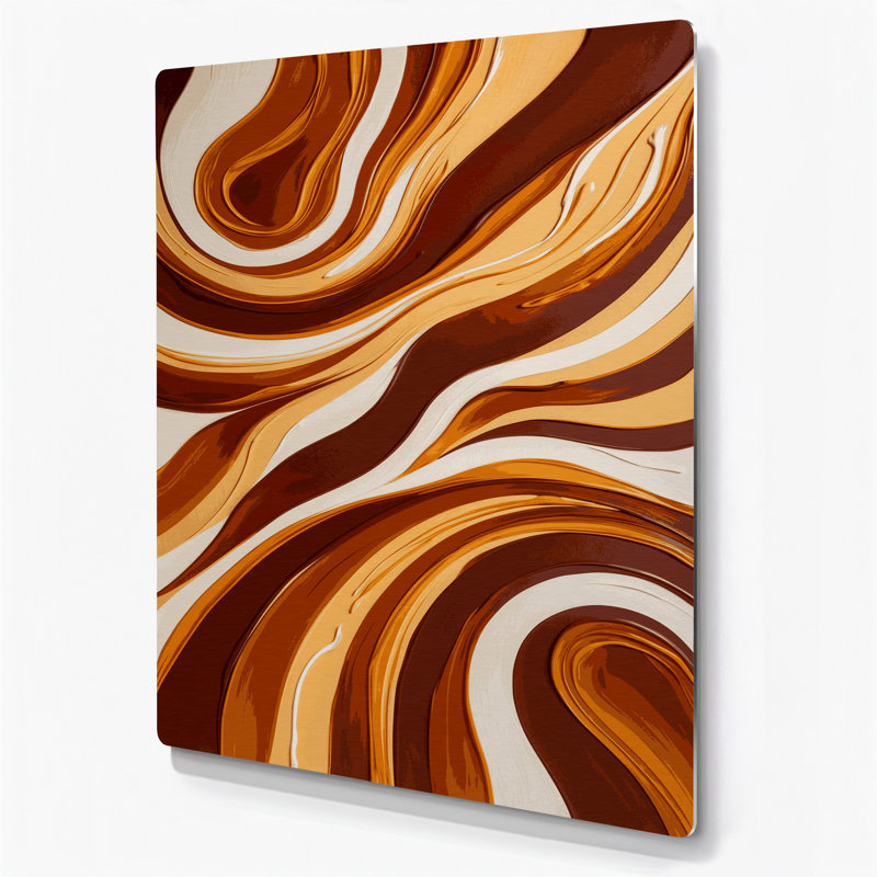 Abstrait couleur champ 20, art mural en métal brun, H 24 po x l 36 po