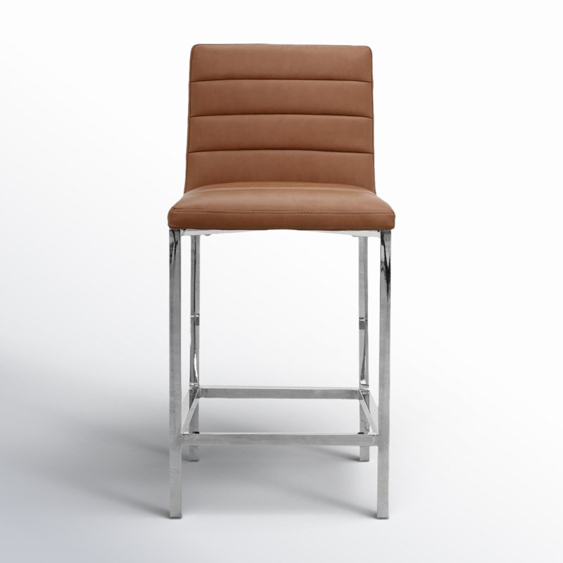Misa Upholstered Counter Stool with Metal Frame, Cognac, Counter Stool (26" Seat Height)