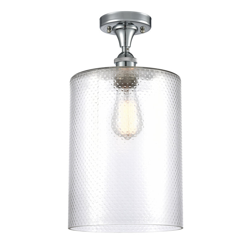 Leilani Glass Semi Flush Mount, Clear, Polished Chrome, 6 Watt Vinage LED Bulb