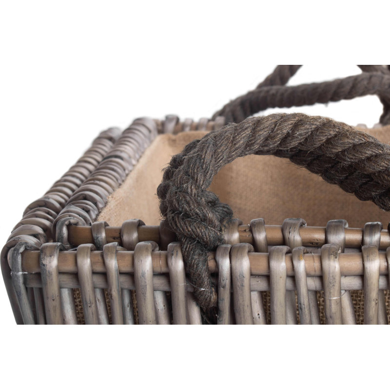 Kiley 2 Piece Wicker Lined Log Basket Set