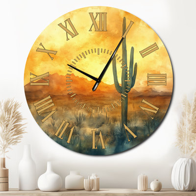 Horloge murale ronde en métal Golden Desert