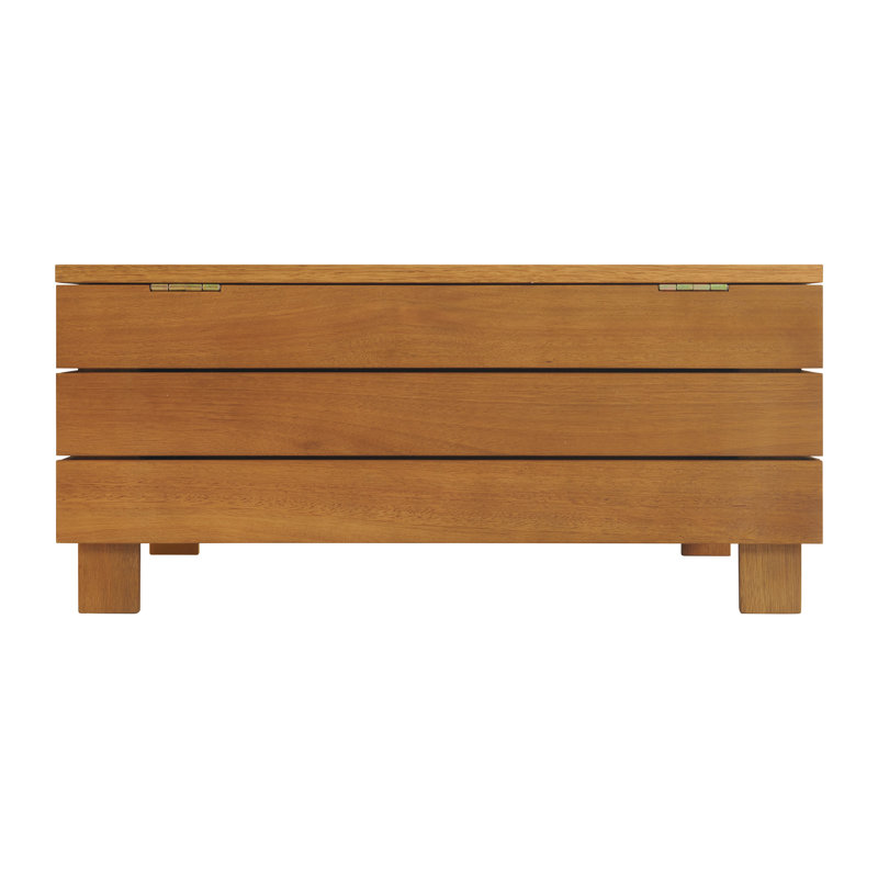 Nichael Barton 31.9" Wide Outdoor Eucalyptus Square Wood Coffee Table with Lift Top Storage Compartment