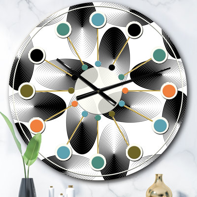 Horloge murale rétro à motif abstrait géométrique IV - Mid-Century