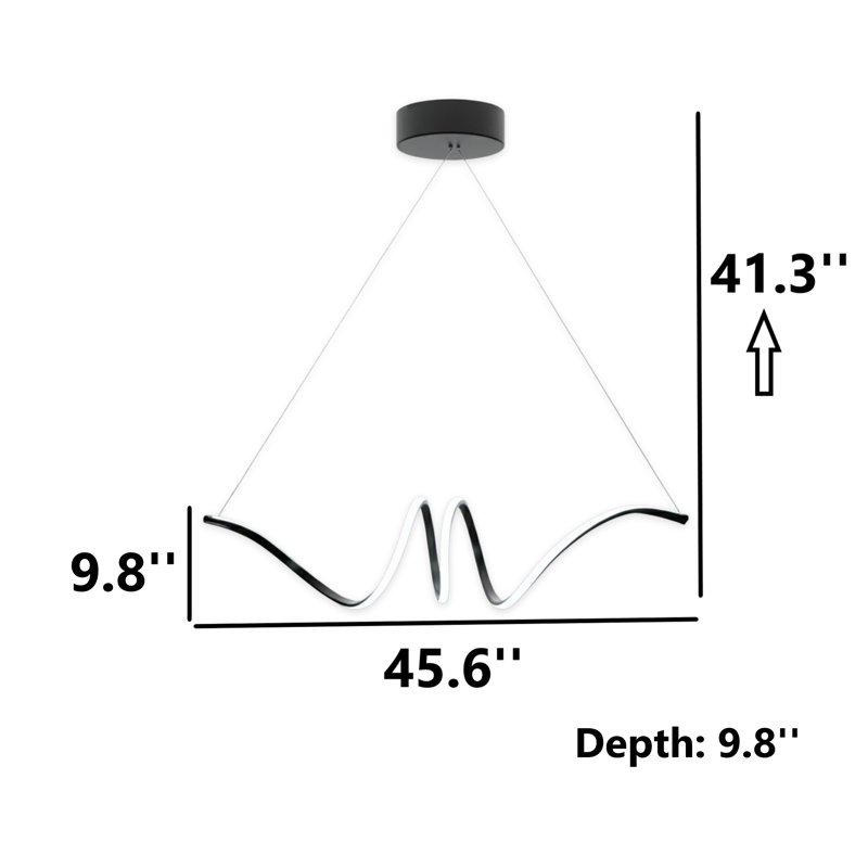 Adjustable Height Infinity Loop 4500/6500K LED Chandelier, Black