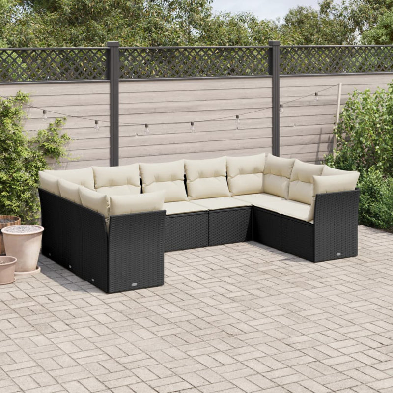 Ensemble de canapé de jardin Vidaxl noir, blanc crème