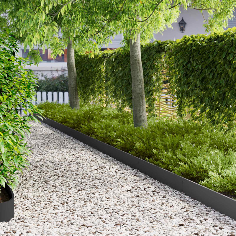103 cm W Steel Lawn Edging Fencing, 15cm H x 103cm W, Black