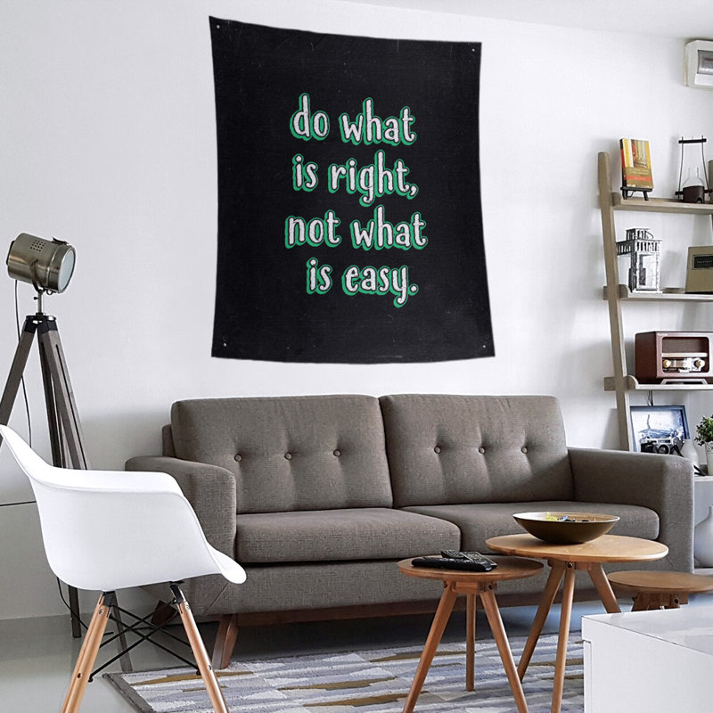 Polyester do what is right quote tableau noir tapisserie, Vert, H 80 po x l 68 po