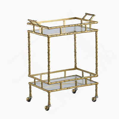 23.5X13.5X30" Twig Bar Cart, Antique Brass