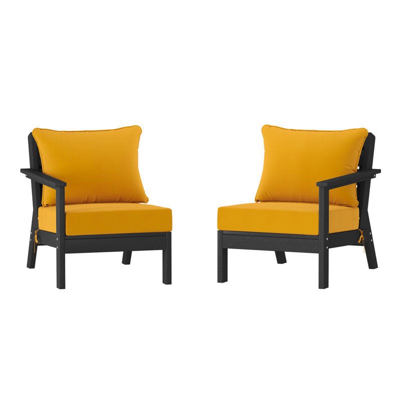 Ensemble de sièges profonds avec coussins, Yellow, Black