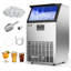 Machine à glaçons commerciale, 100 lb / 24 h avec capacité de rangement de 26 lb, encastrée / autoportante / sous le comptoir, machine à glaçons en acier inoxydable avec affichage DEL et autonettoyante, pour bar maison