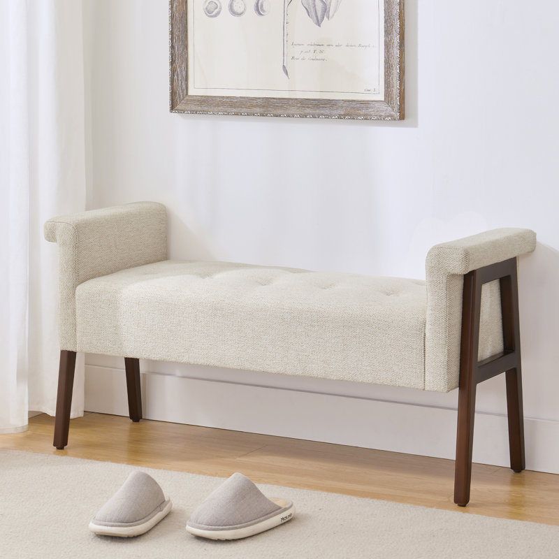Banc rembourré en mélange de polyester Lovice, Beige