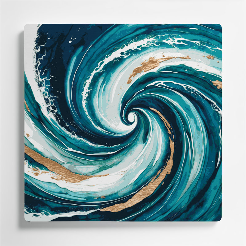 Art mural hawaïen avec courant océanique bleu, H 12 po x l 12 po