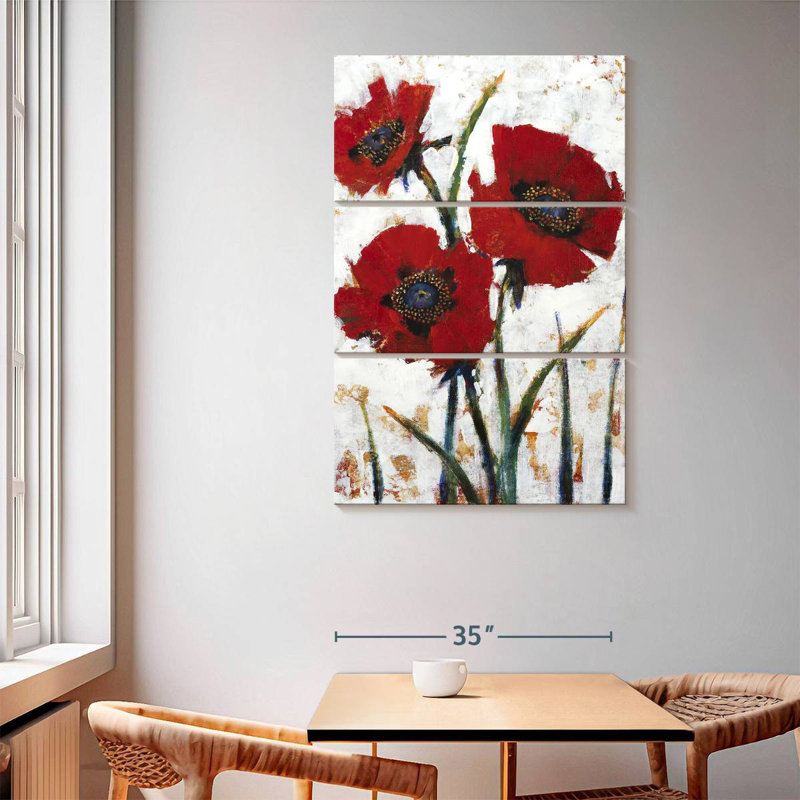 Harnek - coquelicot rouge I, H 65 po x l 42 po