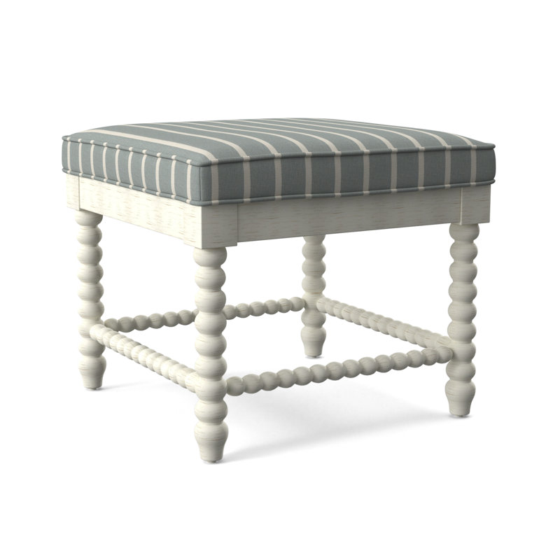 Lind Island Upholstered Bench, Moroccan Paseo, 0451-63, Antique Frost White Finish