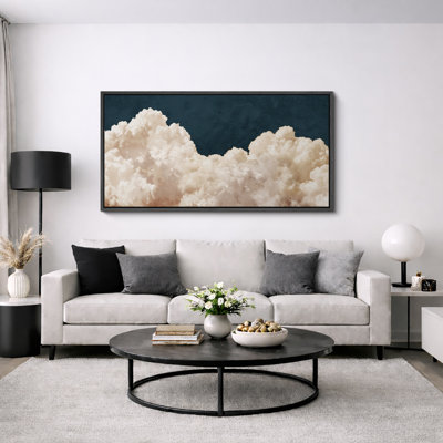 Dramatique blanc nuages bleu ciel contemporain nature décoration murale pour le salon chambre bureau très grandes photos, impression sur toile encadrée