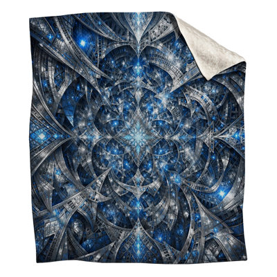 Intricate Blue Fractal Art Blankets
