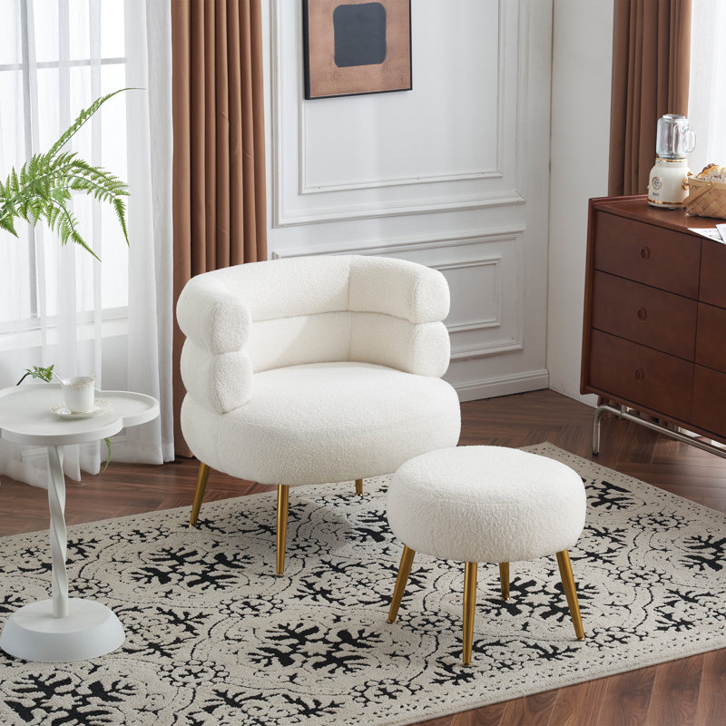 Adelfa Upholstered Armchair with Footstool