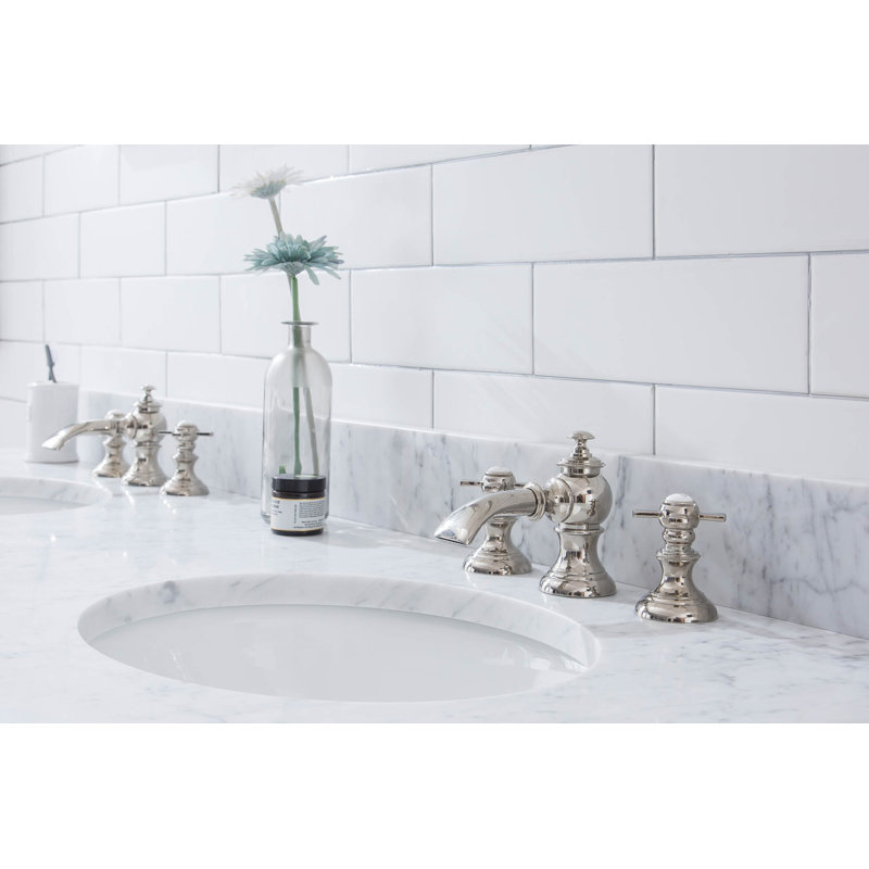 Embassy Stone Oval Console Bathroom Sink with Faucet and Overflow, Polished Nickel