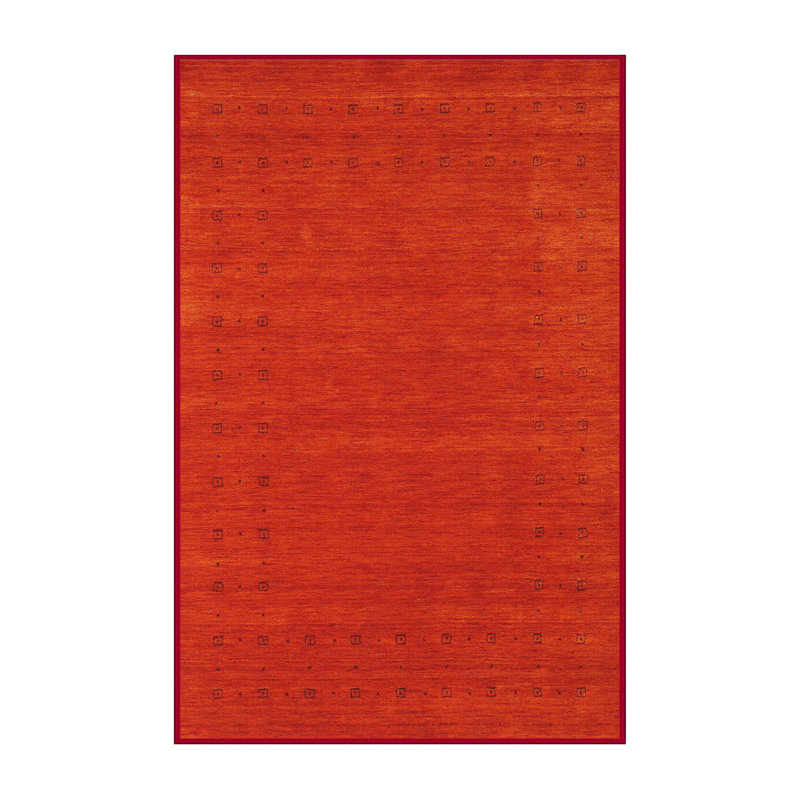Tapis de zone orange contemporaine, Rectangle 5 pi 0 po x 8 pi 0 po