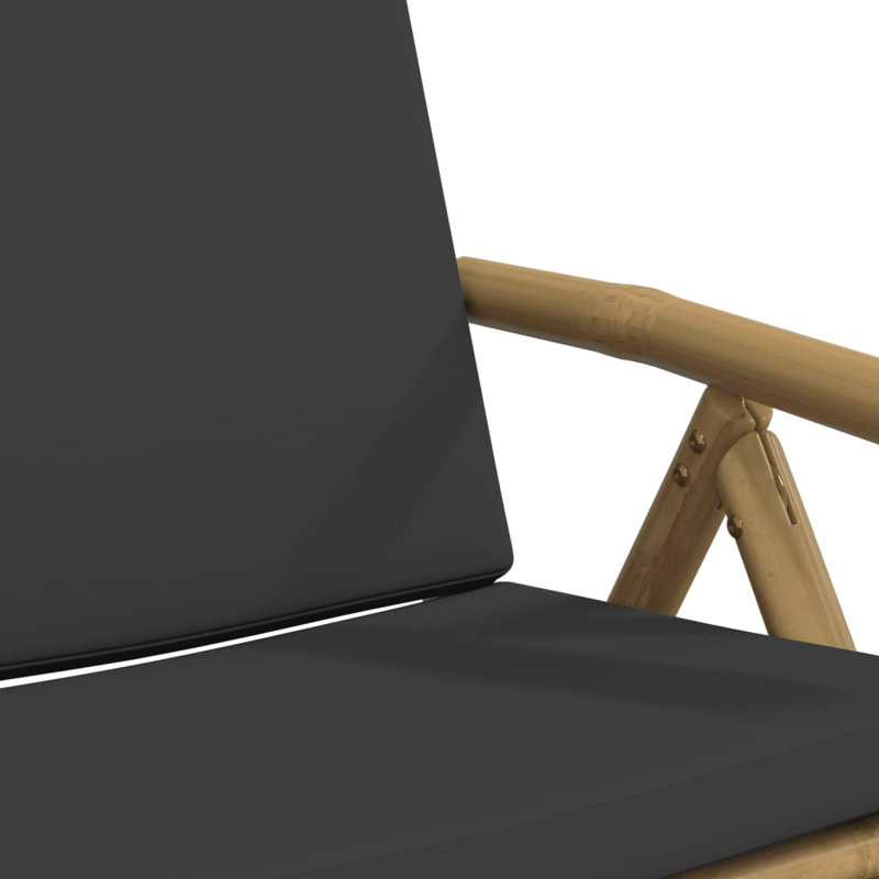 Bay Isle Home™ 3 Piece Folding Bistro Set With Cushions Bamboo, Dark Gray