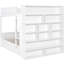 Lit superposé à espace optimisé avec tiroirs et armoire, blanc et confortable pour un usage quotidien