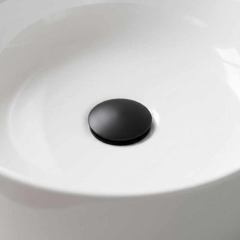 Bathroom Sink Pop-Up Drain With Overflow, Matte Black